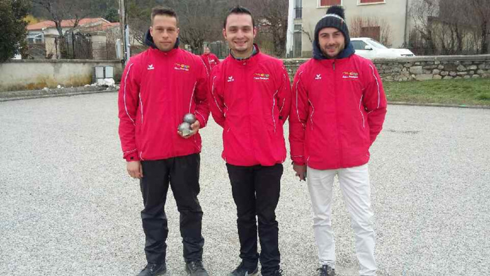 Lucas BONNENFANT, Mickael PANZA et Anthony EYRAUD (Gap Alpes Pétanque H.A.)