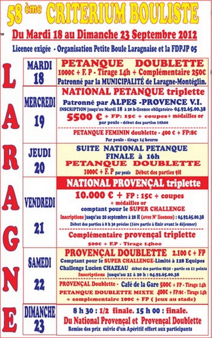 LARAGNE 2012 : National triplette