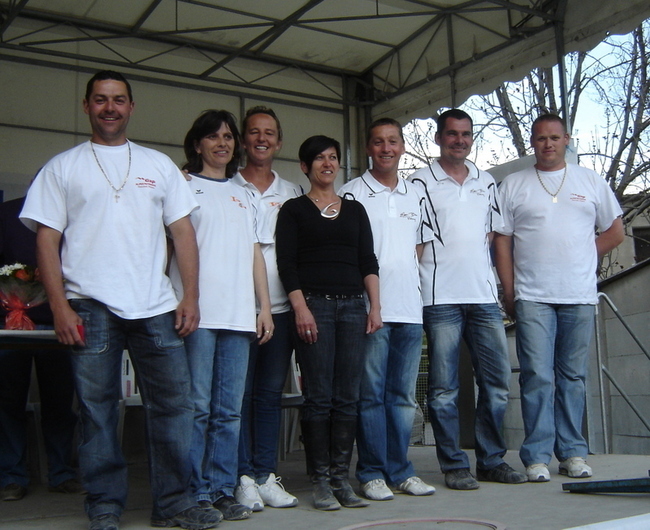 Le podium de la qualification doublette pétanque 2010 à Briançon....... un souvenir particulier pour Fred (photo GAP) Le podium de la qualification doublette pétanque 2010 à Briançon....... un souvenir particulier pour Fred (photo GAP)