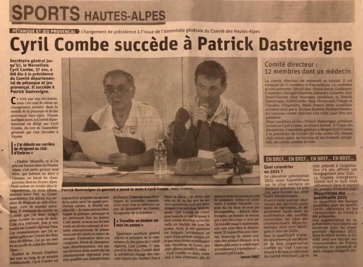 Articles du Dauphiné Libéré 23/12/2020