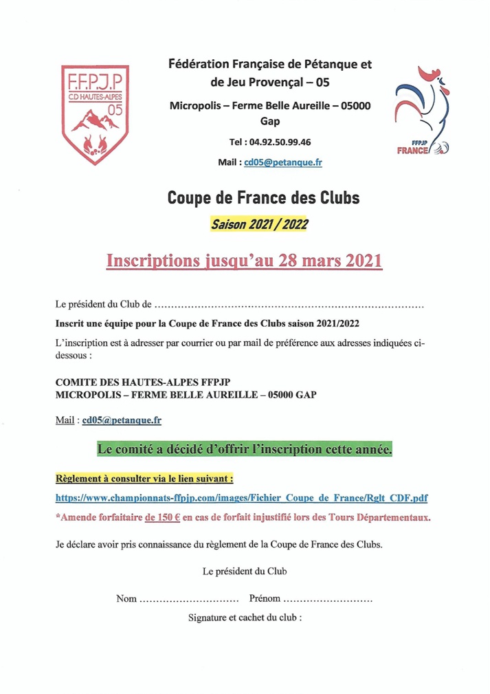 Coupe De France 2021 2022 Ffpjp 05 Calendrier 2022