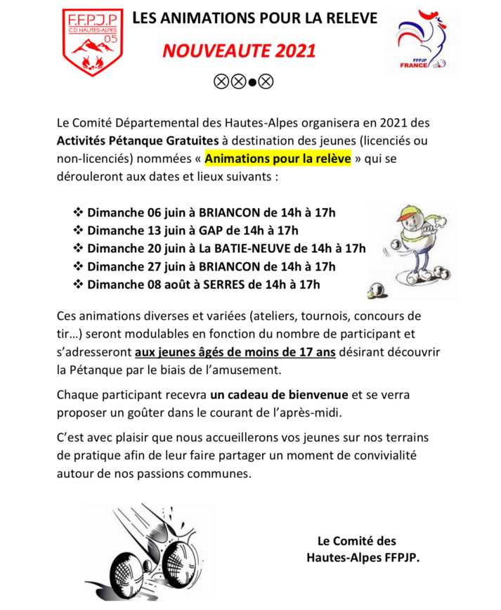 Animations de la relève 2021