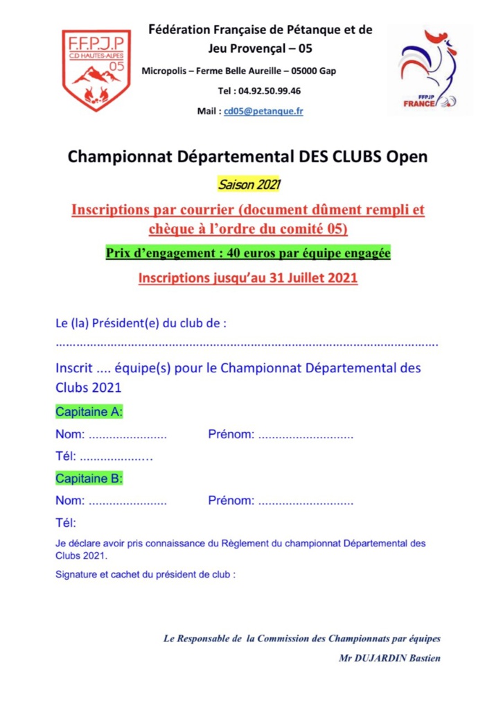 Championnat des Clubs Jeu-Provençal 2021