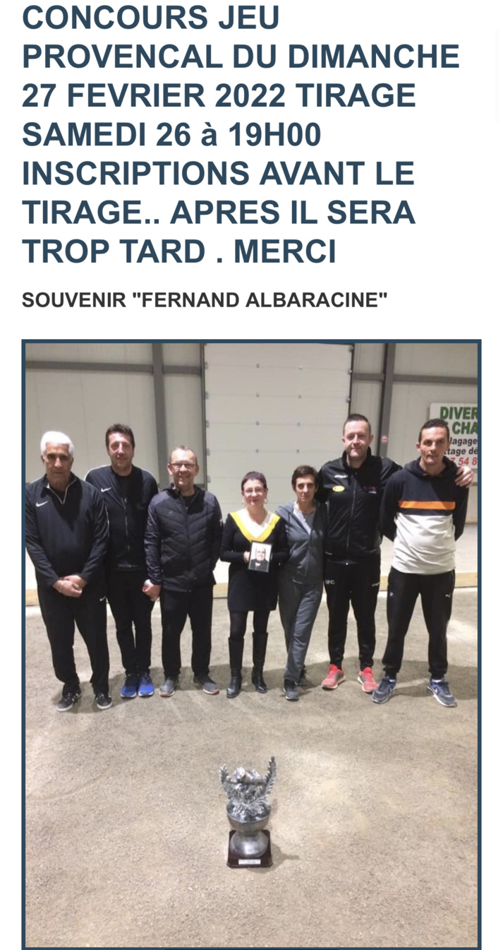 Souvenir Fernand Albaracine , concours jeu Provençal 