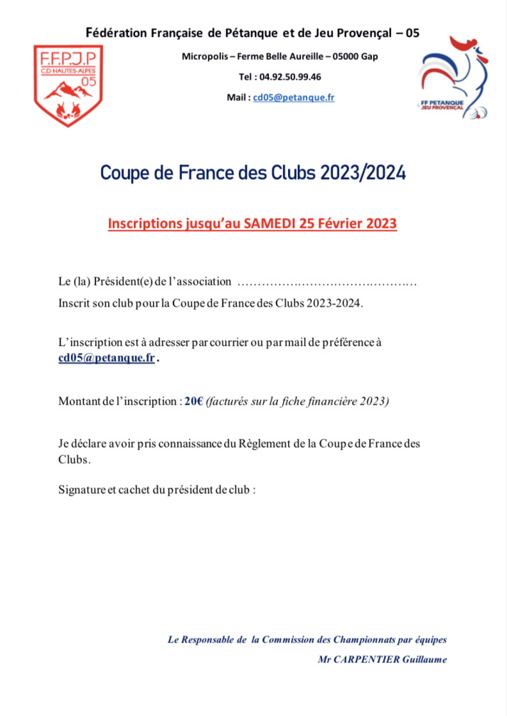 Coupe de France des Clubs 2023/2024