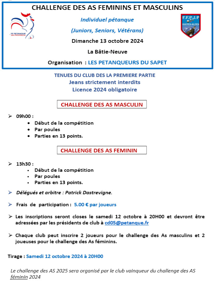 Challenge des AS 2024 Challenge des AS 2024