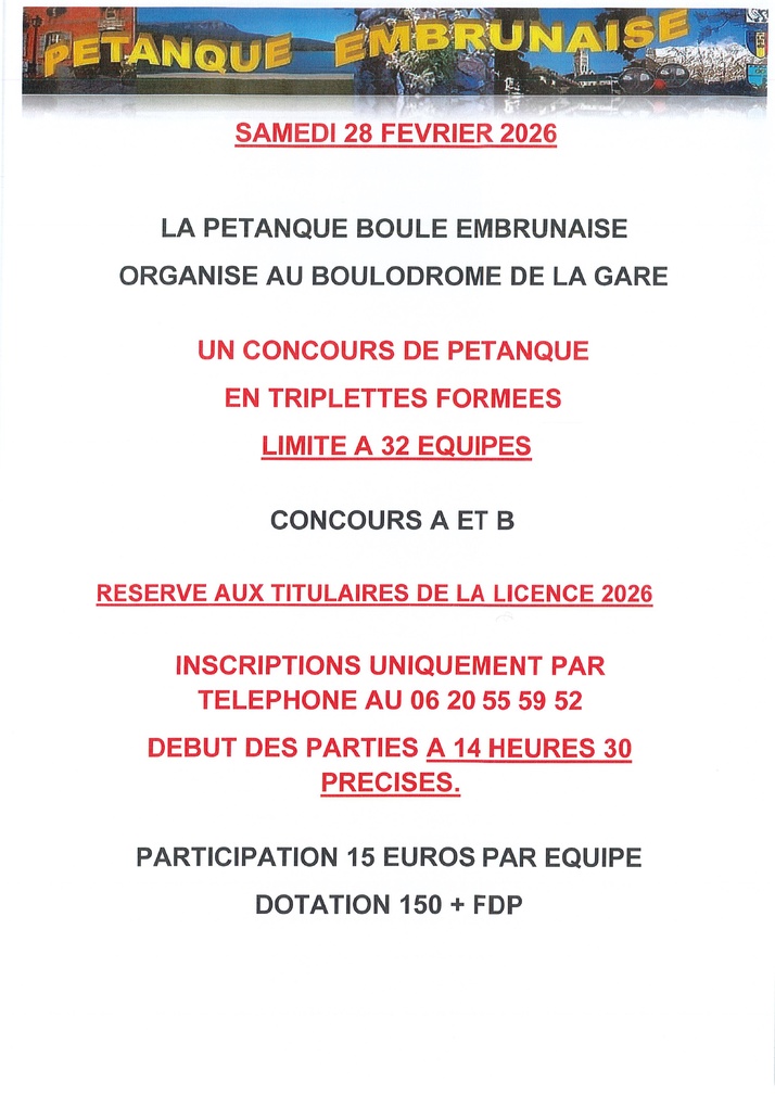 Concours Triplettes Formés à Embrun