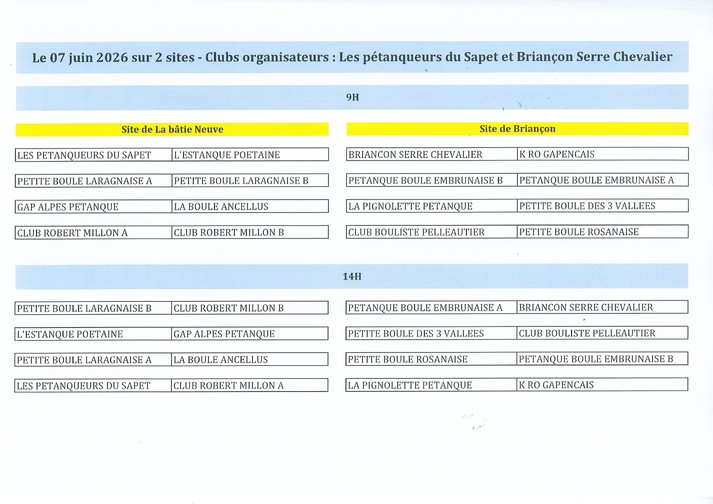 CDC Féminin le 7 Juin 2026 à La Batie-Neuve et Briançon