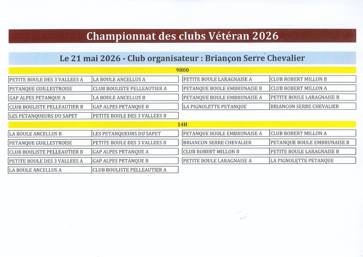 Open vétérans le 21 mai à Briançon