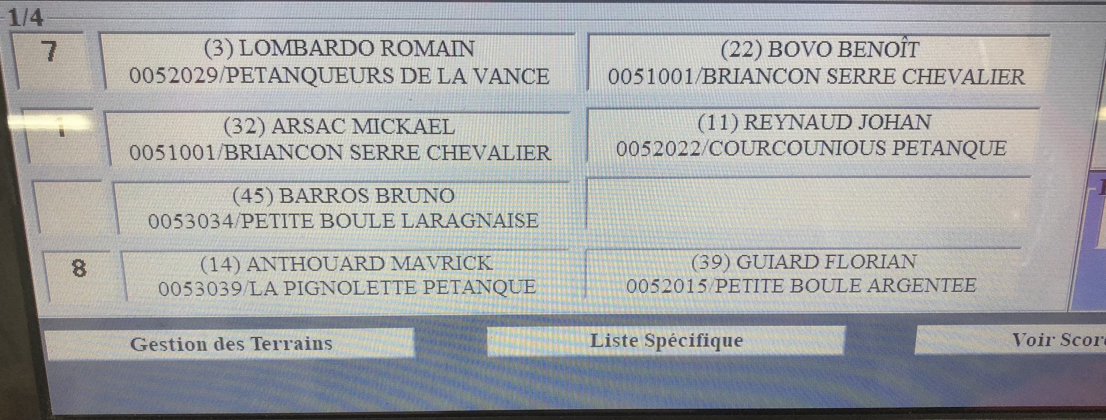 1/4 de finale du championnat triplette Jeu Provençal de Briançon 6 juin 2021
