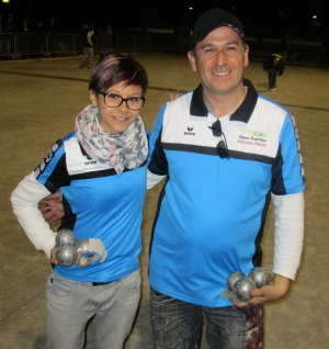 Chantal GIRARD et  Christophe ROOSEN  (Gap Alpes Pétanque H.A.) Champions départemental doublettes mixtes.