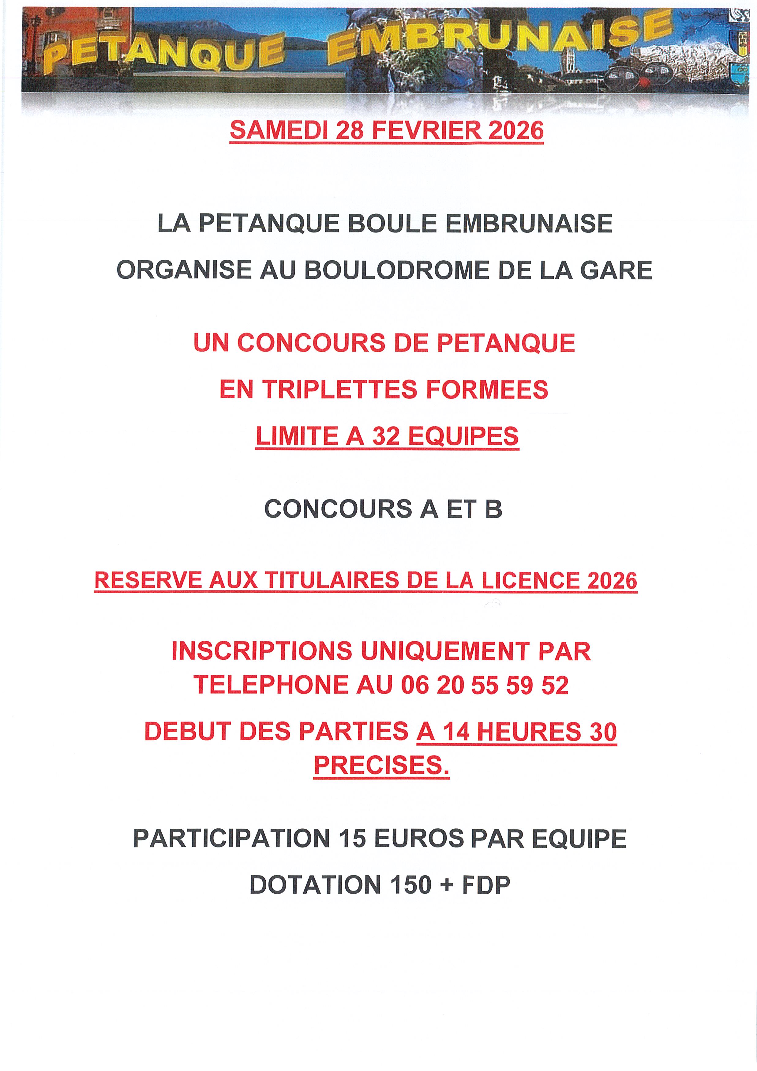 Concours Triplettes Formés à Embrun