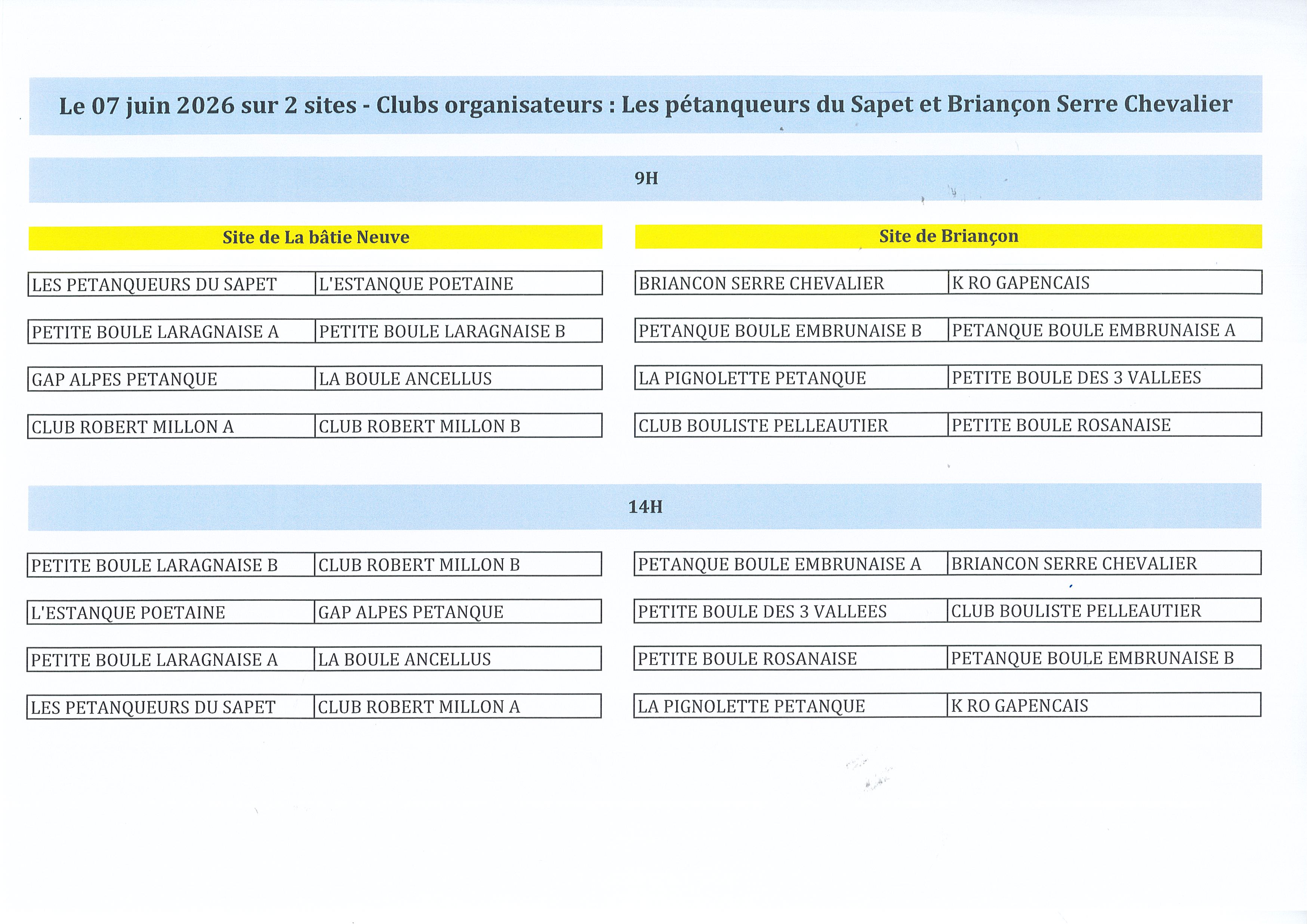 CDC Féminin le 7 Juin 2026 à La Batie-Neuve et Briançon