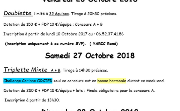 Critérium Embrun - vendredi 26, samedi 27 et dimanche 28 octobre 2018