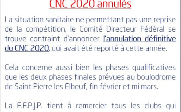 Annulation CNC   2020