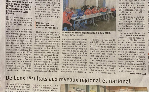 Article journal Dauphiné Libéré