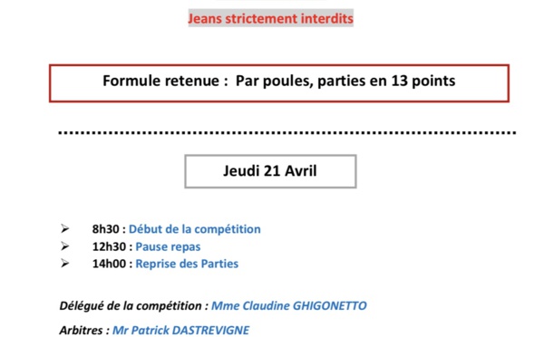 Championnat Départemental Triplettes Vétéran 21 Avril 2022 a La bâtie-Neuve Place de la Gare