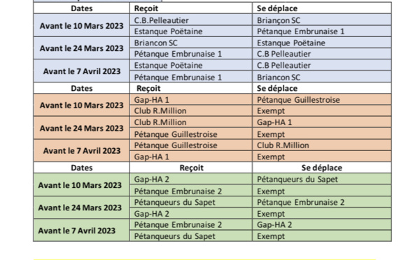 Calendrier CDC Vétéran 2023
