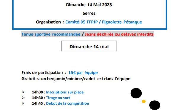 Concours Fédéral Triplettes Formées Dimanche 14 Mai 14h00 Serres